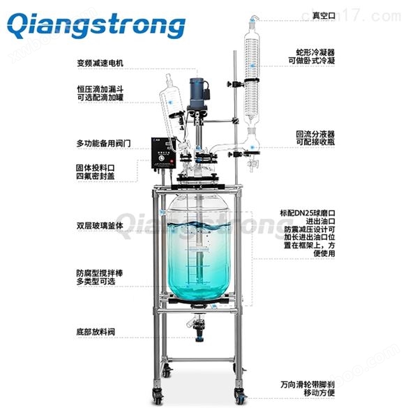 上海羌强S212-100L双层玻璃反应釜