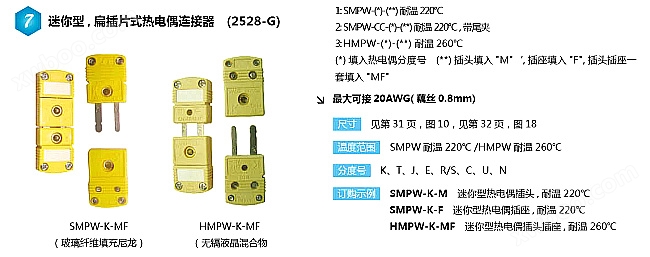 SMPW-(*)-CC-M微小迷你型热电偶插头|SMPW-(*)-CC-F微小迷你型热电偶插座