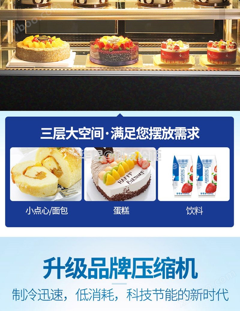 直角蛋糕柜甜口西点冷藏展示柜水果保鲜柜冷饮柜(图13)