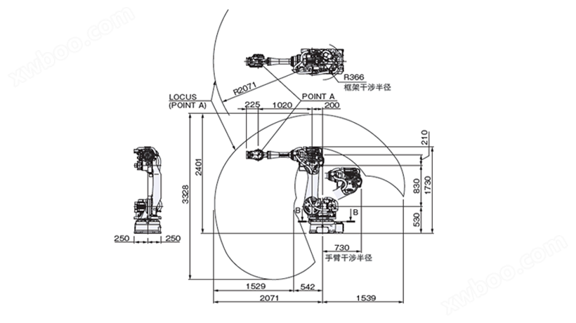 NACHi SRA210V/210T 点焊机器人运行轨迹图