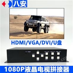 液晶电视墙HDMI大屏拼接器2*2四屏拼接分割器支持VGA和DVI输入及U盘自动播放